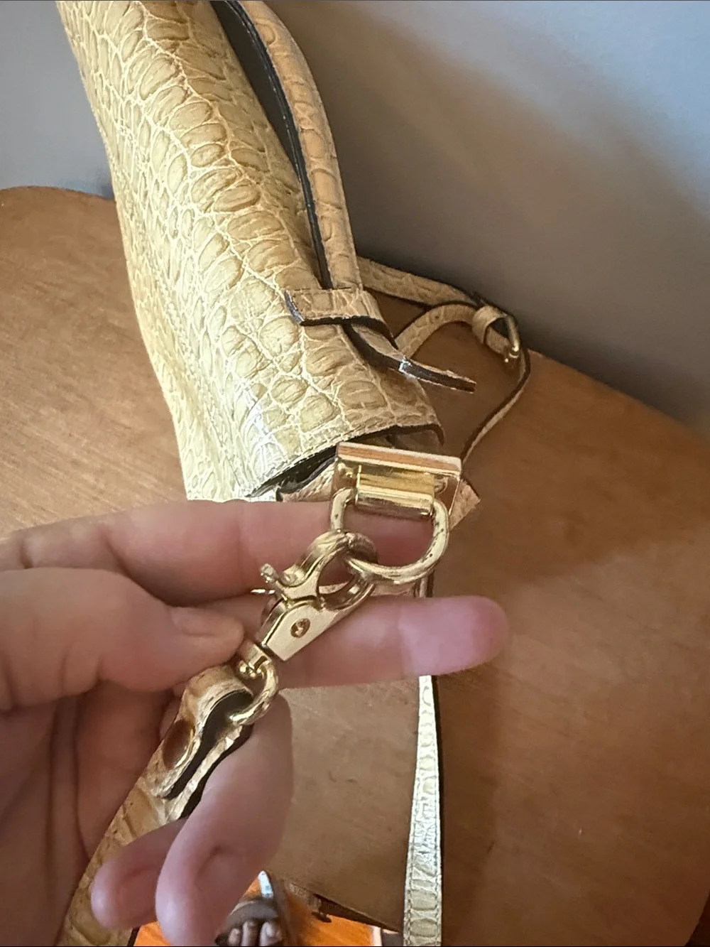Maddalena Scanu Made in Italy Genuine Leather Croc-Embossed Crossbody Flap Bag